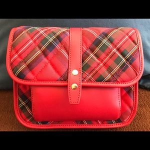 Talbots red plaid quilted purse NWT